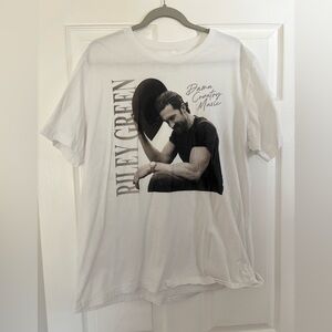 Riley Green Bella Canvas White Tee with Black Graphic Portrait and Text